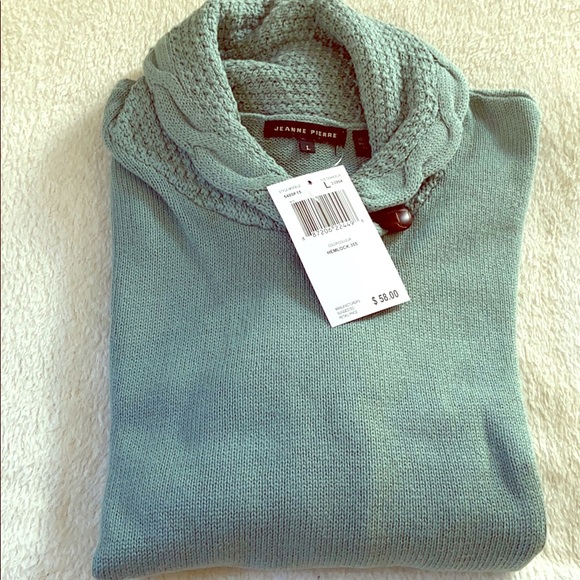Vintage Jeanne Pierre Seafoam Cowl Neck Sweater - Picture 6 of 13